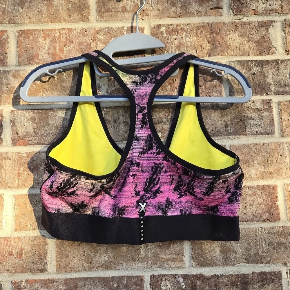 Savage X Fenty Pink and Yellow Sports Bra Size XL